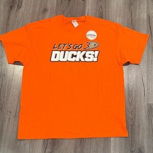 💜Gildan Orange Let's Go Ducks Men's T-Shirt NHL Hockey Anaheim Ducks